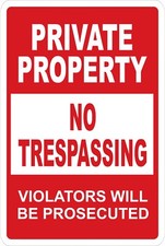 Private Property No Trespassing RED Aluminum Metal 8x12 Do Not Enter Stay Out