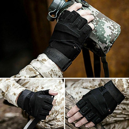 Tactical Gloves Men's Military SWAT Protective Armor Airsoft Shooting Fingerless - Picture 10 of 18