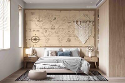 3D Retro World Map Self-adhesive Removable Wallpaper Murals Wall 67