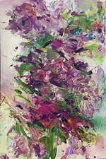 Large ORIGINAL  ABSTRACT ACRYLIC TEXTURED FLORAL PAINTING On 91 x 61cm Canvas