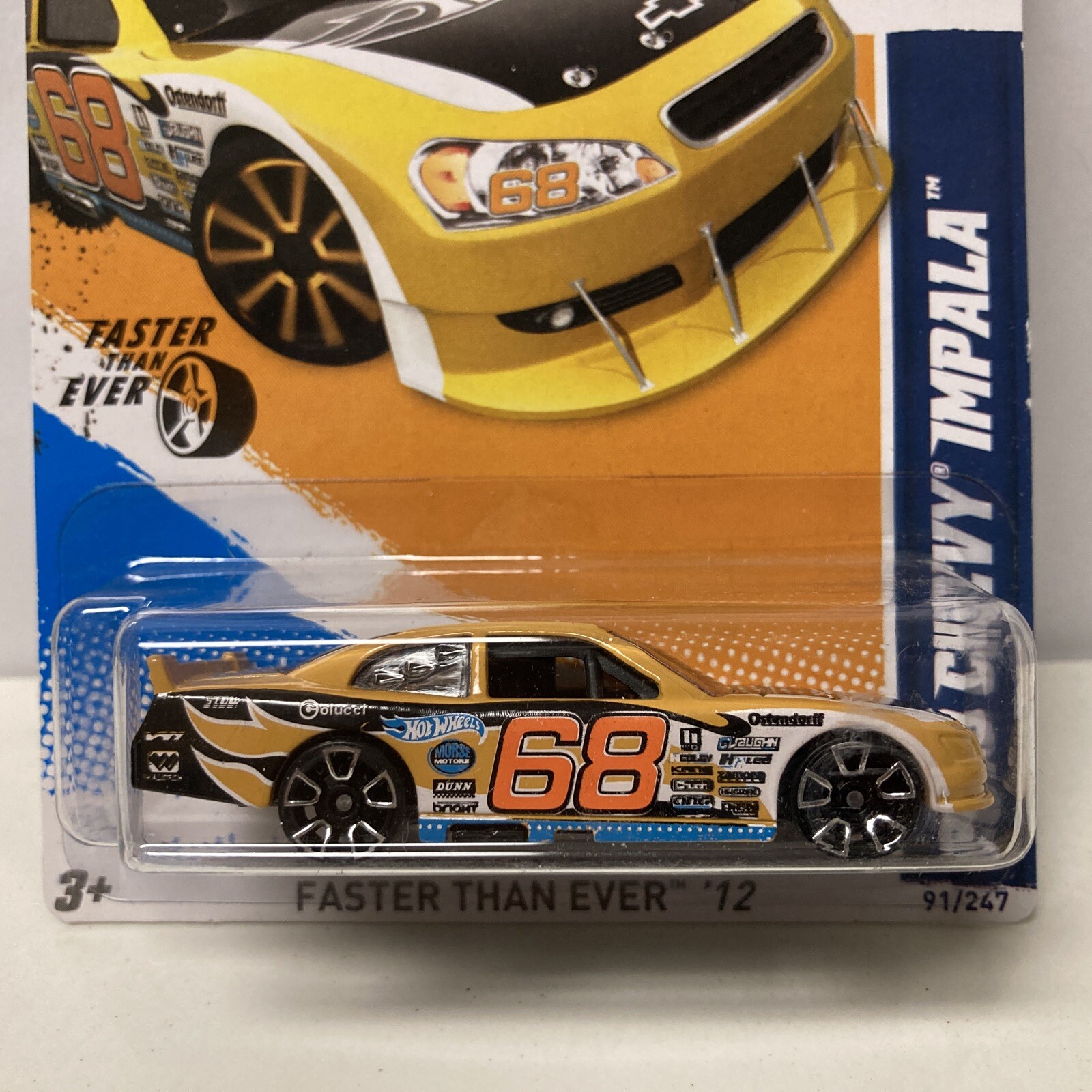 RARE CHROME WHEELS 2012 Hot Wheels #91 Faster Than Ever Yellow 2010 Chevy Impala