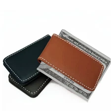 New Genuine  Leather Magnetic Slim Pocket Money Clip Holder USA Seller