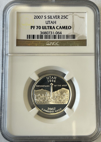 :2007-S S25C WASHINGTON UTAH QUARTER NGC PF70UCAM SILVER RARITY R2 TOP-POP