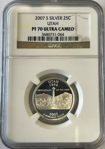 :2007-S S25C WASHINGTON UTAH QUARTER NGC PF70UCAM SILVER RARITY R2 TOP-POP