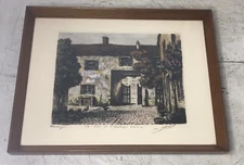 Vintage Maurice Jacques Hand Colored Etching Print French Barbizon Signed Framed
