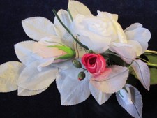 Vintage Millinery Flower Collection Pink White Rose Buds 1-4" German Japan H2426