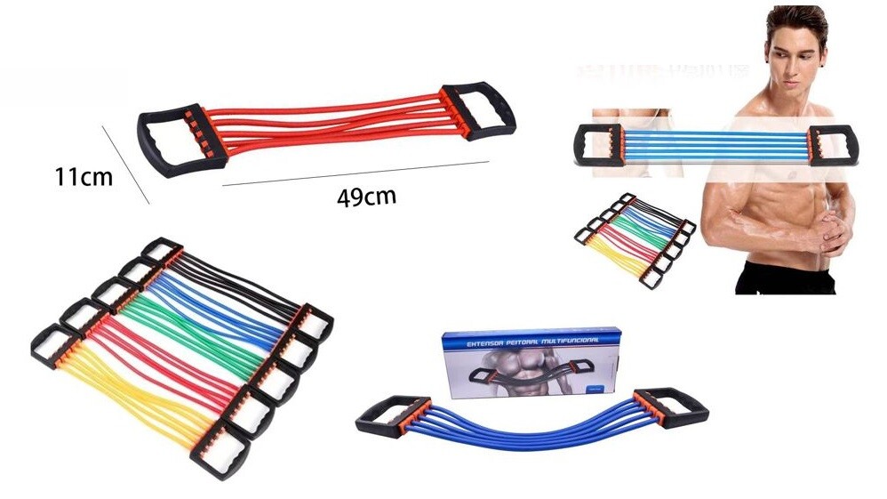 X Extensor 5 Gomas Entrenamiento Brazos Hombros Fitness En Casa Gimnasio Cir