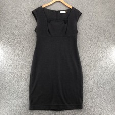 Calvin Klein Dress Womens 6 Gray Shift Knee Length Sleeveless Square Neck Career