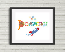 Personalized Space Boy Girl Astronaut Name Wall Art Print for Nursery Bedroom