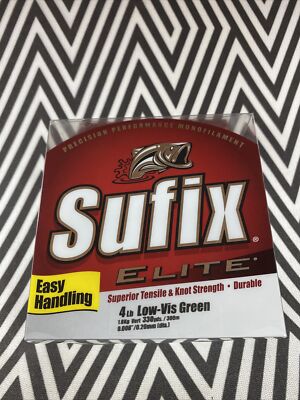 Sufix Elite Monofilament Fishing Line 4 Lb - 330 yd Spool - 4lb - Low-Vis Green