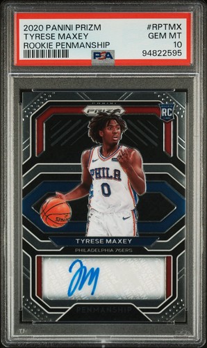 Tyrese Maxey Rookie Auto Penmanship SSP PSA 10 GEM MINT 2020 Panini Prizm POP 34