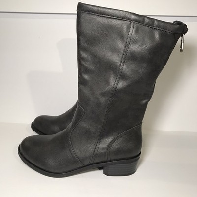 a.n.a Women s Gray Mid Calf Boots 7.5M Block Heel Riding Style New