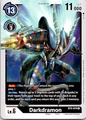 Darkdramon Rare Great Legend BT4-074 R NM