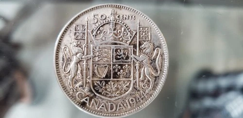 1944 Silver King George VI Canadian 50 Cent - Half Dollar- 80% Silver