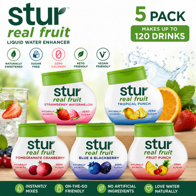 Stur Water Enhancer Variety Pack Sugar Free Keto Vegan Drink Flavoring Mix 5Pk