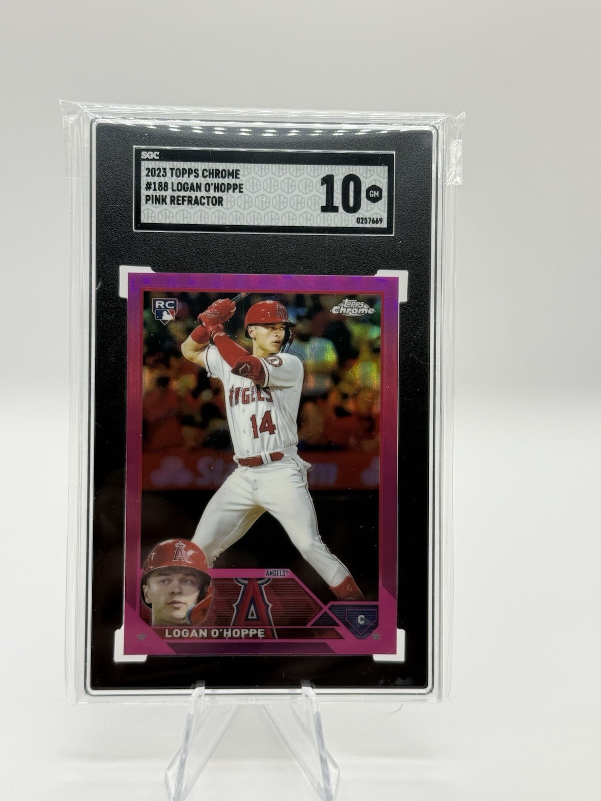 2023 Topps Chrome - Logan O'Hoppe #188 Magenta Refractor /399 (RC) SGC 10