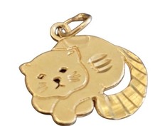 14 kt gold Fat Cat Charm Or Pendant