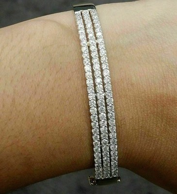 9,7 kt rundes Laborgefertigtes Diamant Damen Tennis Armband 14 K Weißgold vergoldet