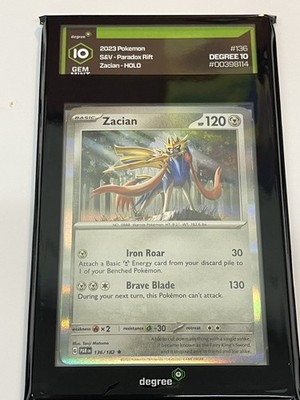 degree graded pokemon cards 2023 Pokemon S&V Paradox Rift Zacian #136/182 Degree Grading Gem Mint 10