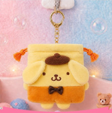 Sanrio Characters Official Plush Pompompurin Drawstring Pouch Key ring Bag charm