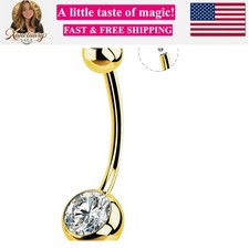 Gold Belly Button Rings, 316L Surgical Steel Belly Button Piercing, Internall...
