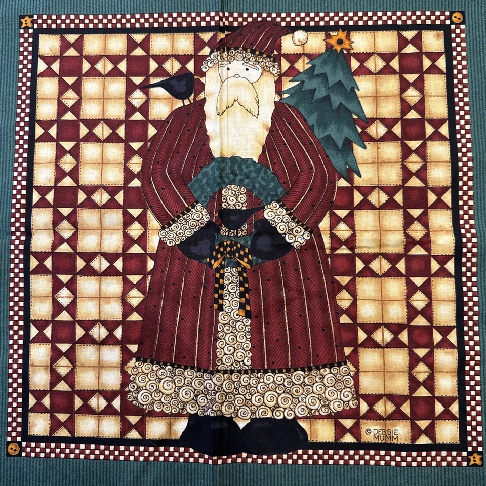 Juego de 6 paneles de almohada vintage Debbie Mumm Woodland Santa sin cortar Foto 4 de 4
