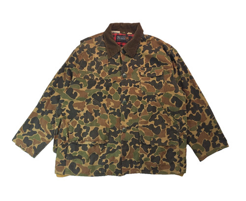 Sears Sports Center Vintage Duck Camo Canvas Bird Hunting Jacket Mens Size XL