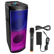 Pyle Dual 12’’ Bluetooth Portable PA Party Speaker-Built-in Rechargeable Battery