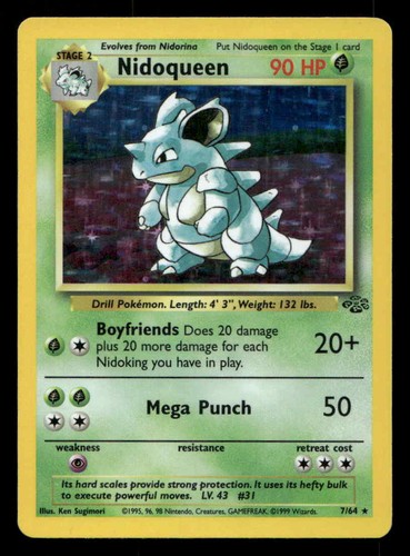 Nidoqueen (7) Unlimited Holofoil Jungle 7/64 LP Pokemon