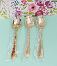 3- WM Rogers & Sons Gold Plated Enchanted Rose 6” Teaspoons Flatware