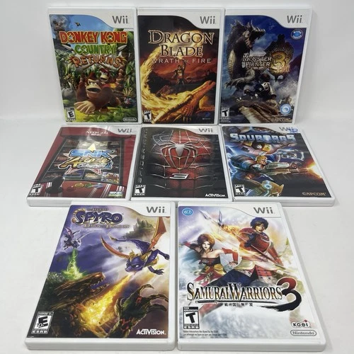 New ListingLot 8 Wii Games Donkey Kong, Spyro, Dragon Blade, Monster Hunter, SNK, Spiderman