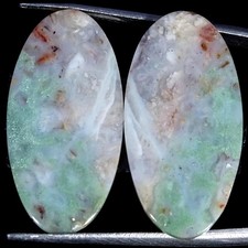 23.40Cts Natural Aqua Chalcedony Pair Oval Cabochon Gemstone 15X29X3MM