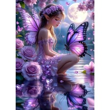 Fairy Butterflies Diamond Painting Kits for Adults Beginners, 5D Flowers Diam...