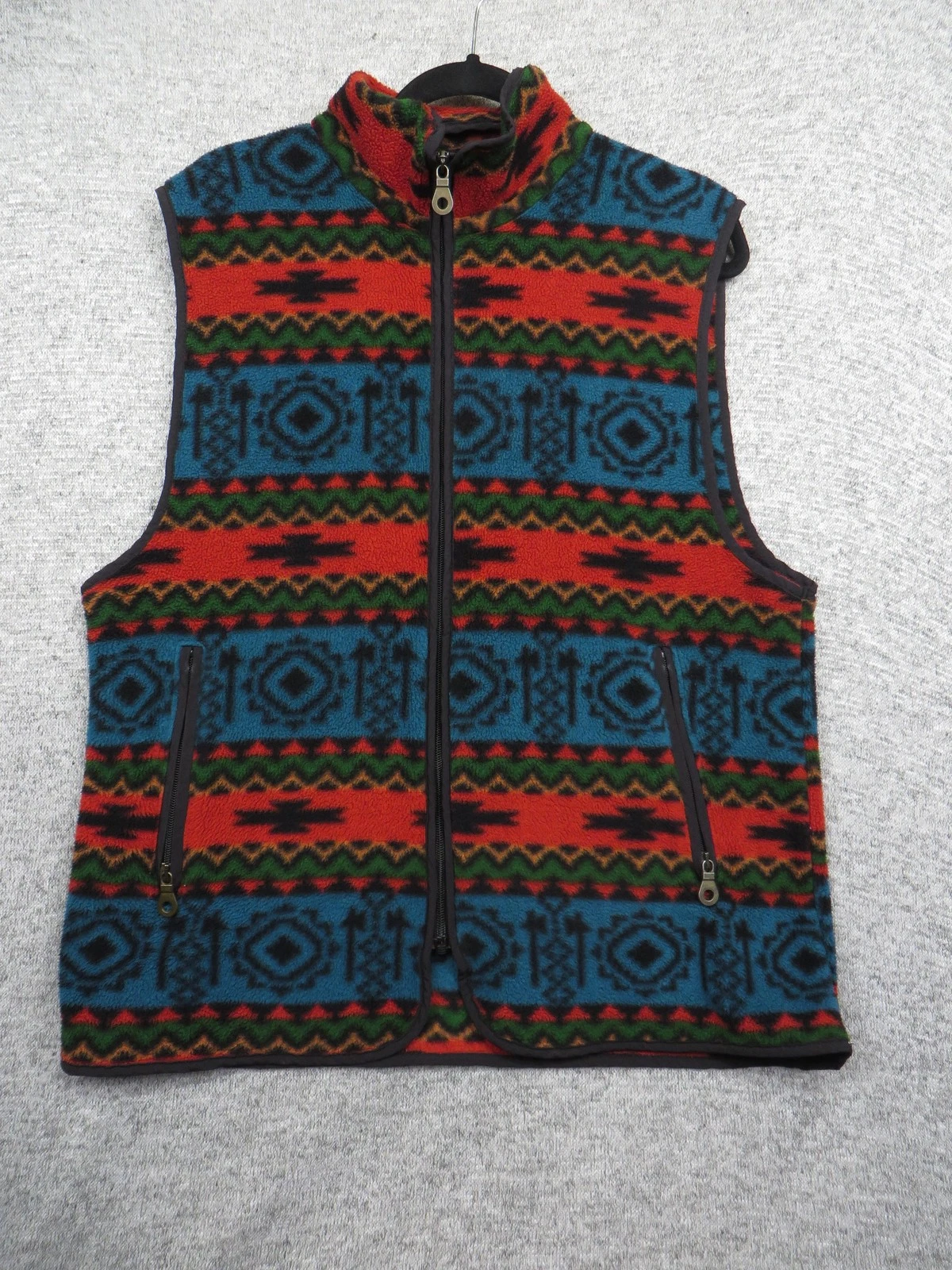Vintage Woolrich Vest Men's Medium Aztec Fleece Full Zip Made USA Western 90s