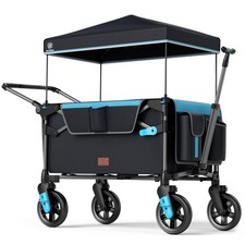 Wagon Stroller for 2 Kids, Compact One-Step Fold Stroller Wagon with Adjustab...