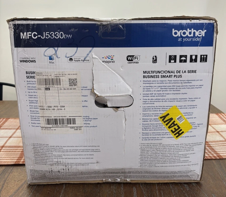 Sealed New Brother MFC-J5330DW All-in-One wireless Color Inkjet Printer w/ inks - Image 3 of 4