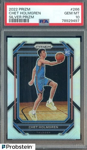 2022-23 Panini Silver Prizm #266 Chet Holmgren Thunder RC Rookie PSA 10 GEM MINT