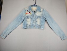 Zara TRF 100 Denim Jacket Women's Medium Blue Floral Embroidered