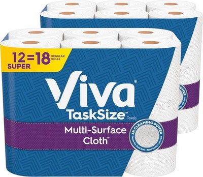 Multi-Surface Cloth Paper Towels, Task Size - 12 Super Rolls (2 Packs of 6) - 81