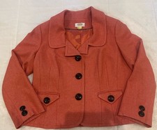 Talbots Orange / Coral Wool-Blend Jacket Blazer Peacoat Size 12 Petites