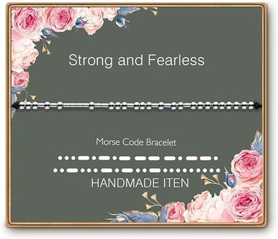 Morse Code Bracelet '' Strong and Fearless '' Handmade New In Box