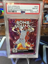 2022 PANINI DONRUSS BOMB SQUAD #BS9 BRYCE HARPER BOMB SQUAD-PINK FIREWORKS PSA 8