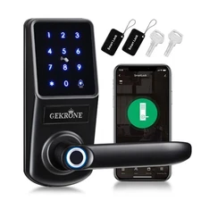 Smart Fingerprint Lock with Lever Handle, Keypad Touchscreen Keyless Entry Fr...