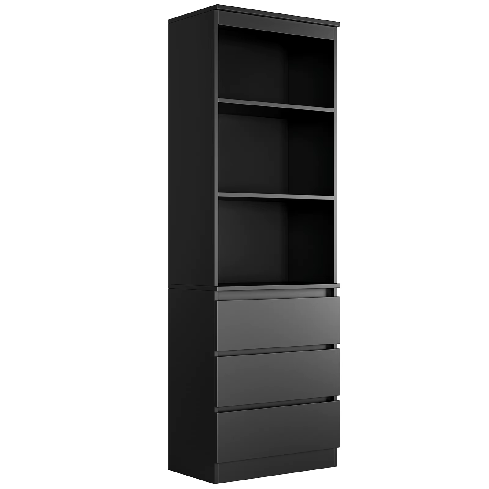 Tall Bookcase 3 Drawer 3 Shelf Storage Cabinet Freestanding Display Unit White