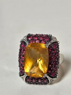 10K GOLD RING YELLOW & PURPLE STONES SIZE 7.5 4.95 DWT AMETHYST? NR!