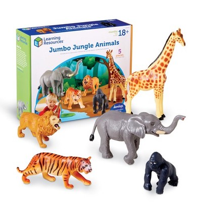 Learning Resources Jumbo Jungle Animals, Animal Toys for Kids, Safari Animals, 5