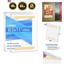 Acrylic Sign Holder 8.5 x 11 Wall Mount, Clear 8.5 x 11 Acrylic Sign Holder w...