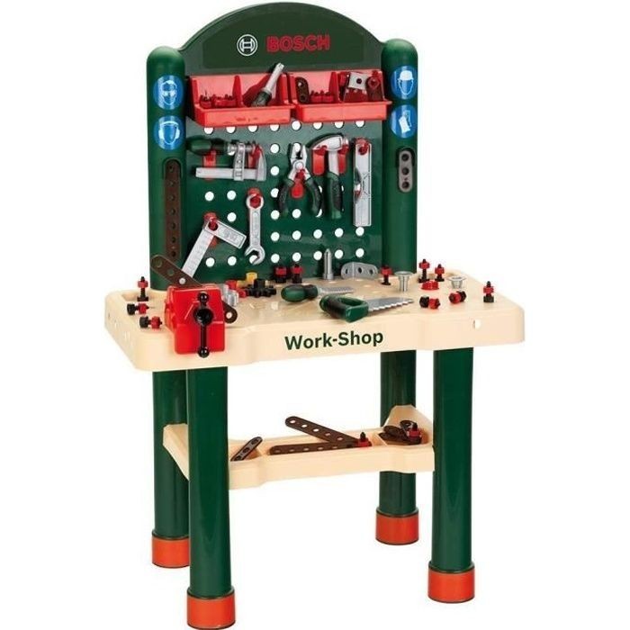 Établi Bosch enfant avec outils pour s'amuser dans la salle de jeu