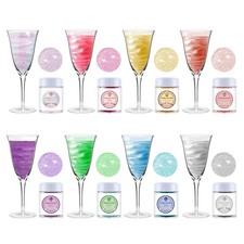 Edible Luster Dust 8 Colors Set - Edible Glitter for Cocktails, Rainbow Food Gra