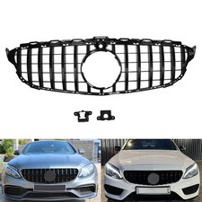 1x Kühlergrill Schwarz Glanz für Mercedes C Klasse W205 S205 Frontkamera 2014-18